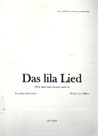 Das lila Lied fr Gesang und Klavier