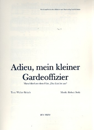 Adieu, mein kleiner Gardeoffizier: fr Gesang und Klavier