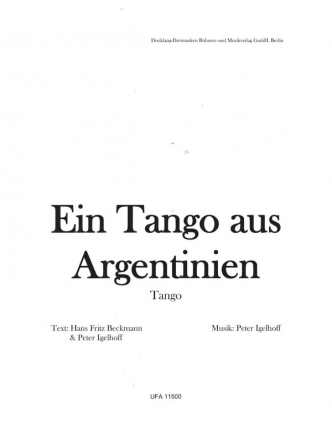 Ein Tango aus Argentinien fr Gesang und Klavier