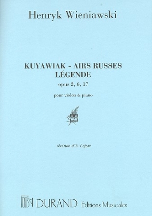 Kuyawiak op.2, Airs russes op.6 et Lgende op.17 pour violon et piano