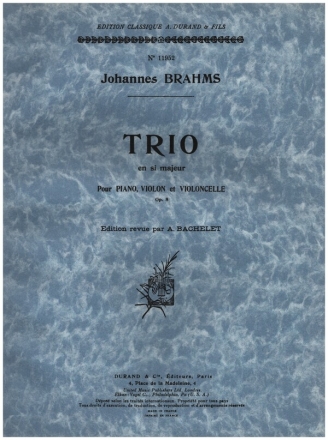 Trio op.8 pour violon, violoncelle et piano partition