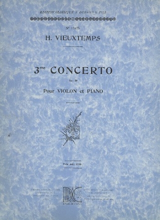 Concerto no.3 op.25 pour violon et orchestre pour violon et piano