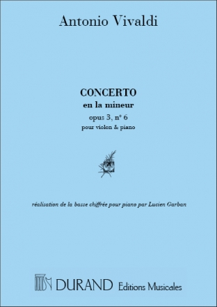 A. Vivaldi Concerto Op 3 N 6 En La M Violon-Piano Violino E Pianoforte