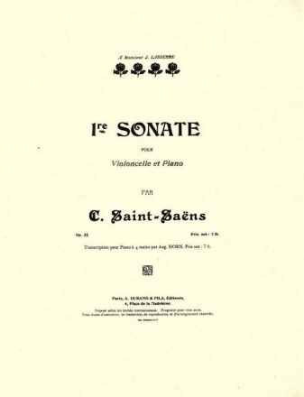 C. Saint-Saens Sonate Vlc Op 32 Piano 4 Ms (Horn) Piano 4 hands