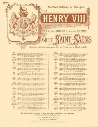 Saint-Saens  Henry Viii N 12Bis Cht Vocal and Piano