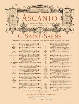 Saint-Saens  Ascanio N 8 Cht-Piano Vocal and Piano