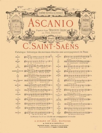 Saint-Saens  Ascanio N 8 Bis Cht-Piano Vocal and Piano