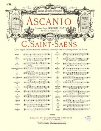 Saint-Saens  Ascanio N 14 Cht-Piano Vocal and Piano