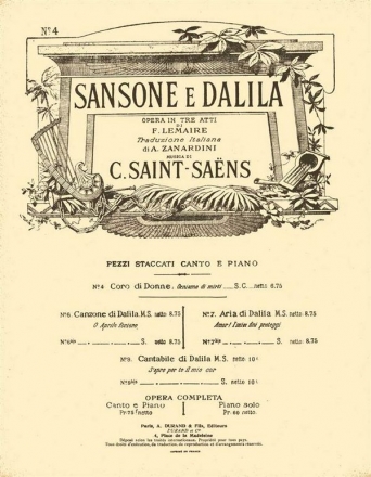 C. Saint-Saens Samson Et Dalila N 4 It-Fr Choeur-Piano Choir