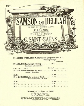 C. Saint-Saens Samson Et Dalila N 7B Angl-Fr Soprano-Pno Vocal and Piano