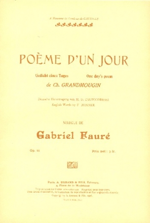 Poeme d'un jour op.21 pour mezzo-soprano et piano