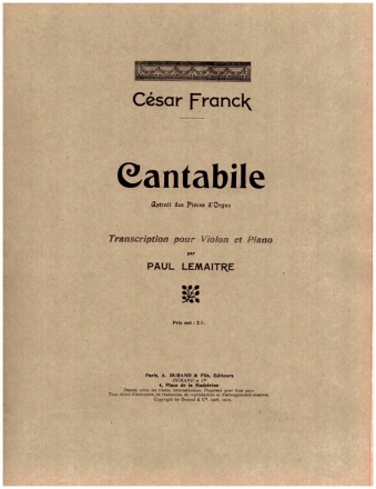 Cantabile pour violon et piano