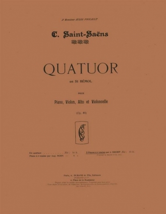 Quatuor op.41 pour piano, violon, alto et violoncelle pour pianos  4 mains partition