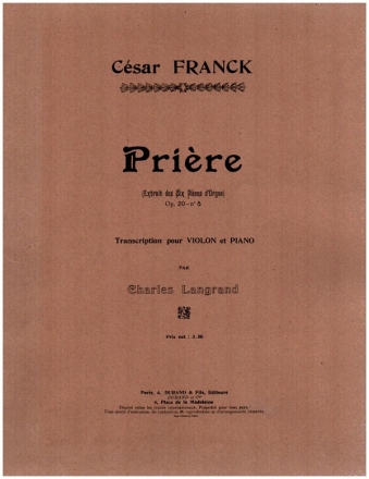 Prire op.20,5 pour violon et piano