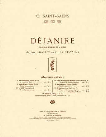 C. Saint-Saens Dejanire N 3 Cht-P Vocal and Piano