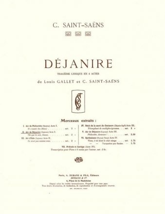 C. Saint-Saens Dejanire N 2 Air De Dejanire Chant-Piano (O Vocal and Piano