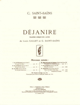 C. Saint-Saens Dejanire N 4 Cht-Piano Vocal and Piano