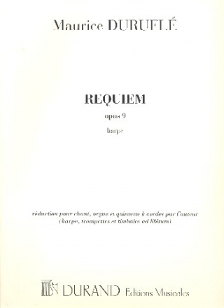 Requiem op.9 pour chant, orgue et quintette  cordes (harpe,trompettes e timbales ad lib) harp