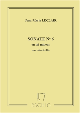 Leclair  Sonate N 06 En Mi Mineur Vl Ou Fl-Piano Violin and Piano