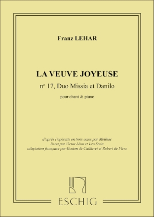 F. Lehar Veuve Joyeuse (Vedova Allegra)N 17 Duo-Piano Canto (O Voce Recit) E Pianoforte