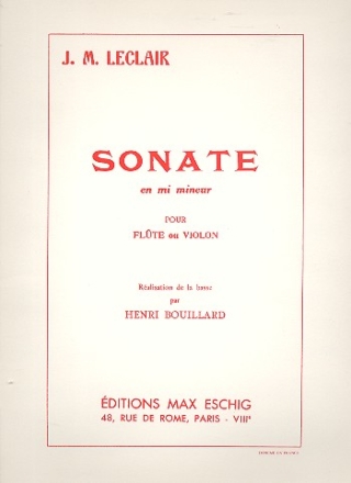 Sonate mi mineur pour flute  (Violon) et piano