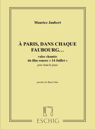 M. Jaubert A Paris Dans Chaque Faubourg.... Valse Chantee Vocal and Piano