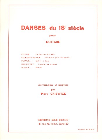 Danses du 18e sicle pour guitare