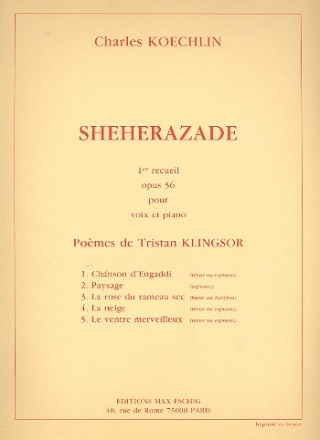 Sheherazade recueil 1 op.56 pour voix et piano