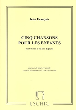 5 chansons pour choeurs d'enfants and piano partition