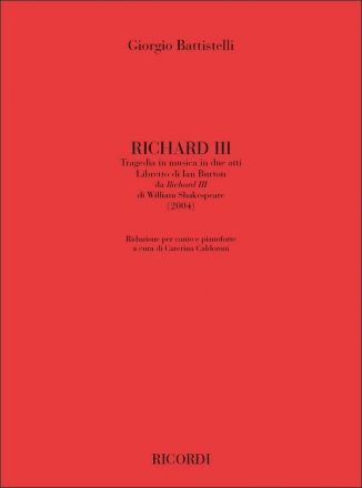 G. Battistelli Richard Iii Canto (O Voce Recit) E Pianoforte