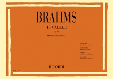 J. Brahms 16 Valzer Op. 39 Pianoforte A 4 Mani