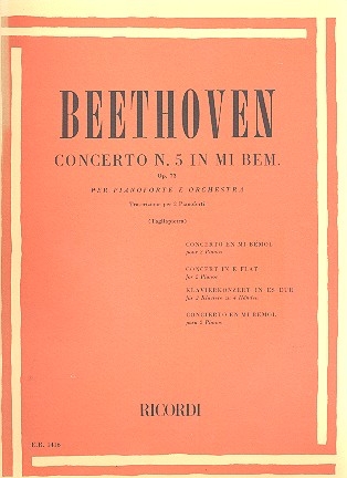 Concerto in mi bemol no.5 op.73 per pianoforte e orchestra per 2 pianoforti partitura