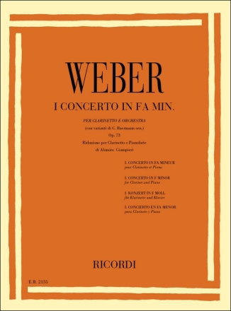 C.M. Weber Concerto N. 1 In Fa Min. Op. 73 Clarinet (2 Clarinets) and Piano