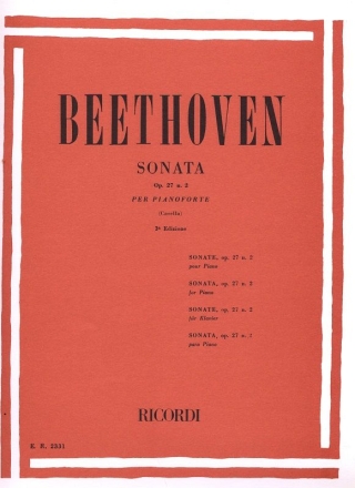 L.V. Beethoven 32 Sonate: N. 14 In Do Diesis Min. Op. 27 N. 2 Pianoforte