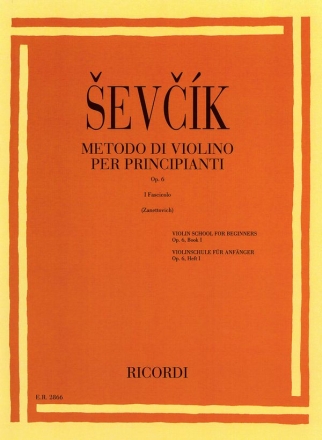 O. Sevcik Metodo Di Violino Per Principianti Op. 6 Violin