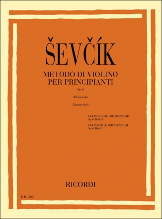 O. Sevcik Metodo Di Violino Per Principianti Op. 6 Violin