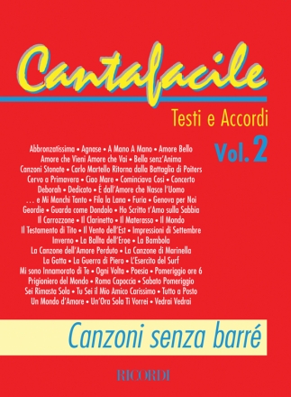 Various Cantafacile Volume 2 Songbook with lyrics and chords