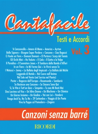 Various Cantafacile Volume 3 Songbook with lyrics and chords