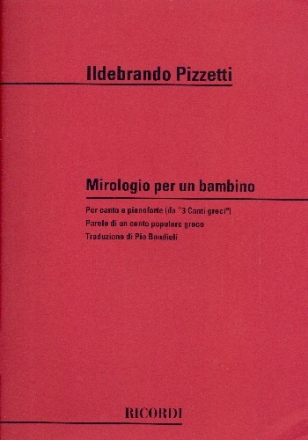 Mirologio per un bambino per canto e pianoforte partitura (it)