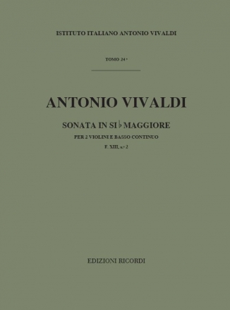 A. Vivaldi Sonate Per Vl. E B.C.: Per 2 Vl. In Si Bem. Rv 77 Sonate Per 2 Violini