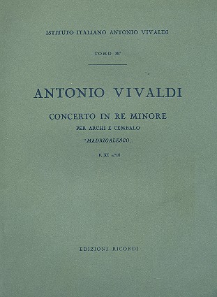 Concerto in re minore per archi e cembalo partitura