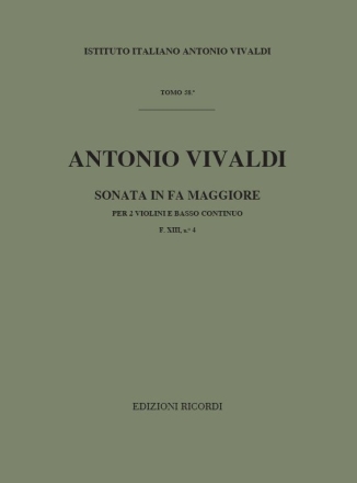 A. Vivaldi Sonate Per Vl. E B.C.: Per 2 Vl. In Fa Rv 70 Sonate Per 2 Violini