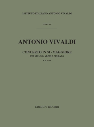 A. Vivaldi Concerti Per Vl., Archi E B.C.: In Si Bem. Rv 380 Concerti Per Violino