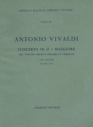 Concerto in sib maggiore op.8,10 per violino, archi e organo (cembalo) partitura