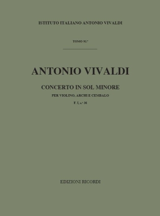 A. Vivaldi Concerti Per Vl., Archi E B.C.: In Sol Min. Rv 330 Concerti Per Violino