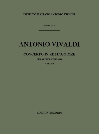 Concerto in  Re maggiore RV123 per archi e cembalo partitura