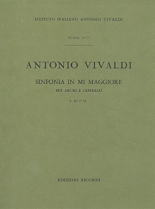 Sinfonia in mi maggiore F.XI no.18 per archi e cembalo partitura