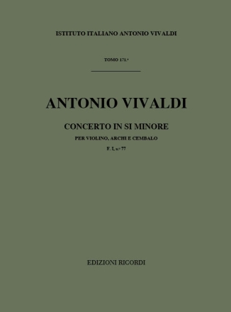 A. Vivaldi Concerti Per Vl., Archi E B.C.: In Si Min. Rv 390 Concert for Violin