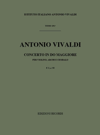 A. Vivaldi Concerti Per Vl., Archi E B.C.: In Do Rv 171 Concerti Per Violino