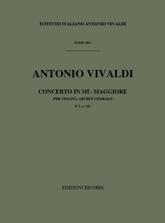 A. Vivaldi Concerti Per Vl., Archi E B.C.: In Mi Bem. Rv 261 Concerti Per Violino